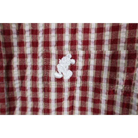 Vintage 90s Disney Mens M Mickey Mouse Seersucker Short Sleeve Button Down Shirt - Picture 4 of 12